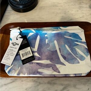 Aloha collection Monstera Dawn Blue and Purple Leaf Small Pouch New with tags